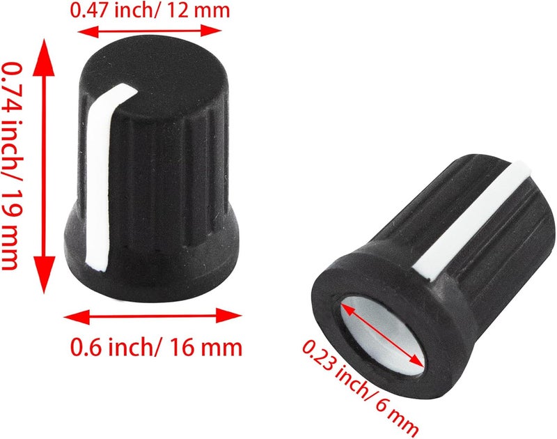 AUXBC 6mm D Shaft Rubber Potentiometer Control Knobs, Pioneer knob DJM Mixer Volume EQ Knob for Electric Guitar DJ Controller Mixer Console Volume Tone Knobs, 5pcs, Black - Image 2
